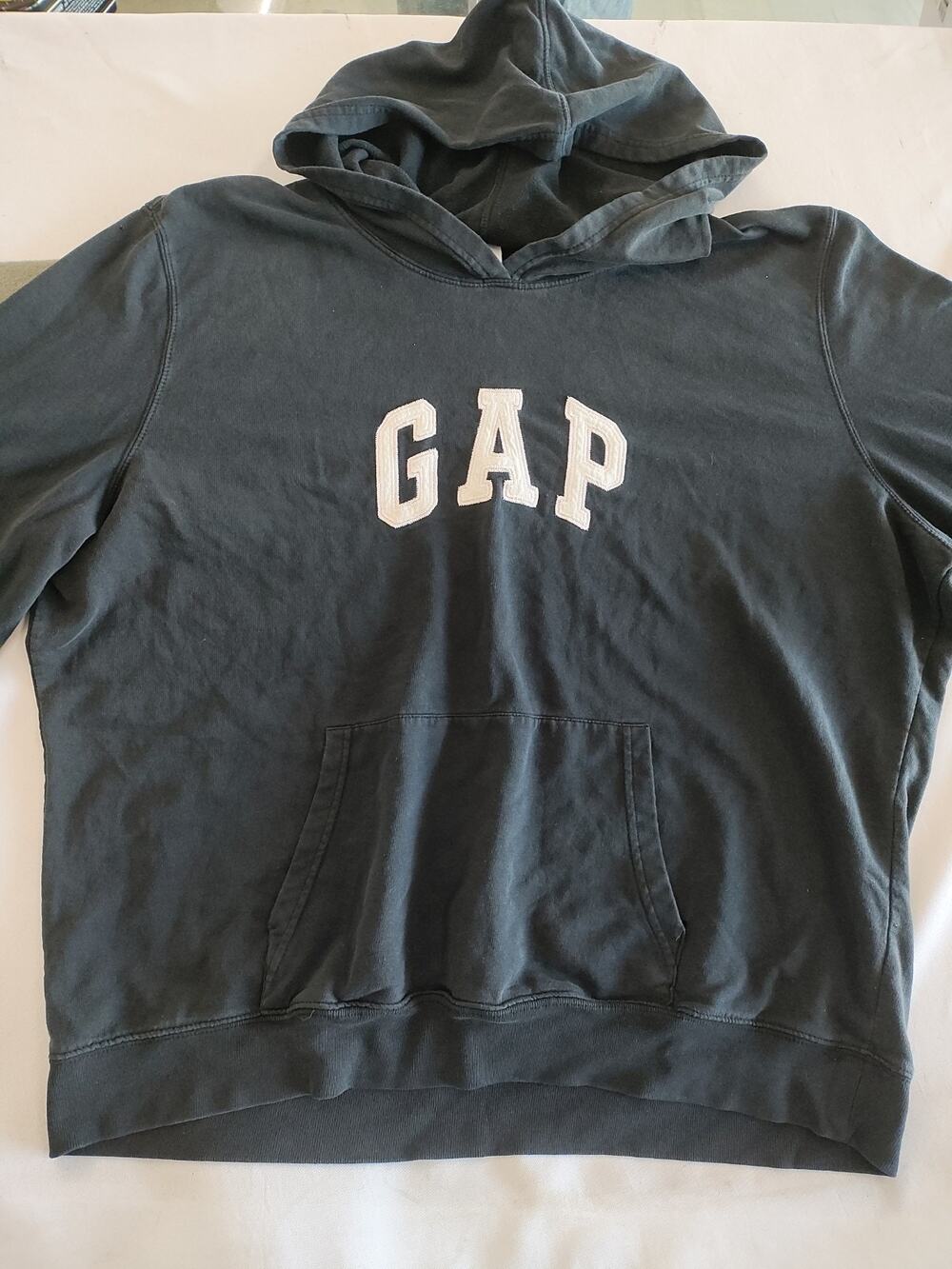 Vintage y2k GAP Hoodie Men's XXL Black Cotton Blend Pullover Spellout Sweater